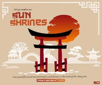 Illustrated web banner for a Japan holiday travel package
