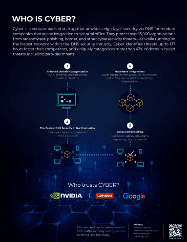 Company overview one-pager with numbered process diagram