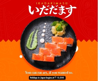 Food-led illustrated banner for a Japan holiday travel package
