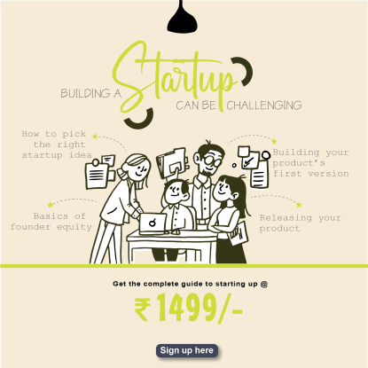 Instagram post breaking down four startup topics with sectioned bold typography