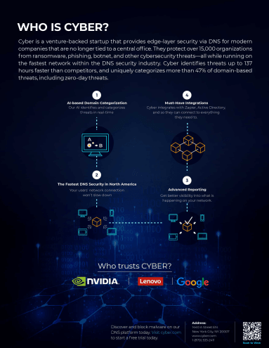 Company overview one-pager with numbered process diagram
