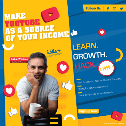 Bold high-contrast Instagram promo for a YouTube income course